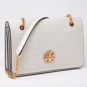 Tory Burch Carson Convertible Croc Embossed Leather Crossboby Bag